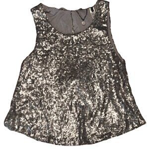 (S) CKE BOUTIQUE SUPER SEQUINED Tent Tank Two Sequin Bows on Back